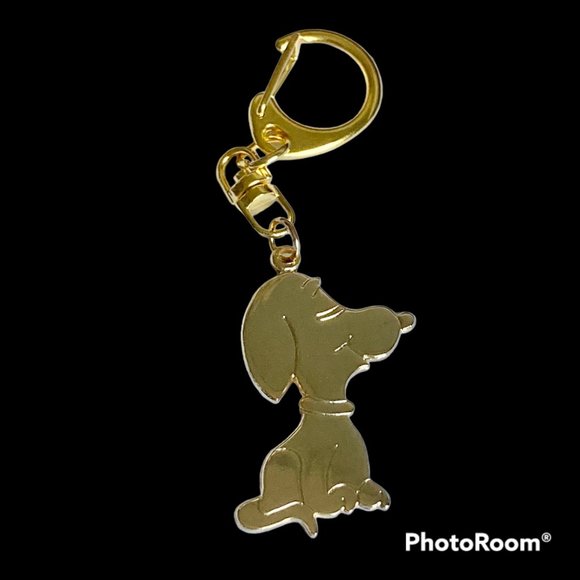Vintage Snoopy Dog Keychain Keyring Zipper Pull Purse Charm Gold Plated Peanuts - Picture 4 of 12